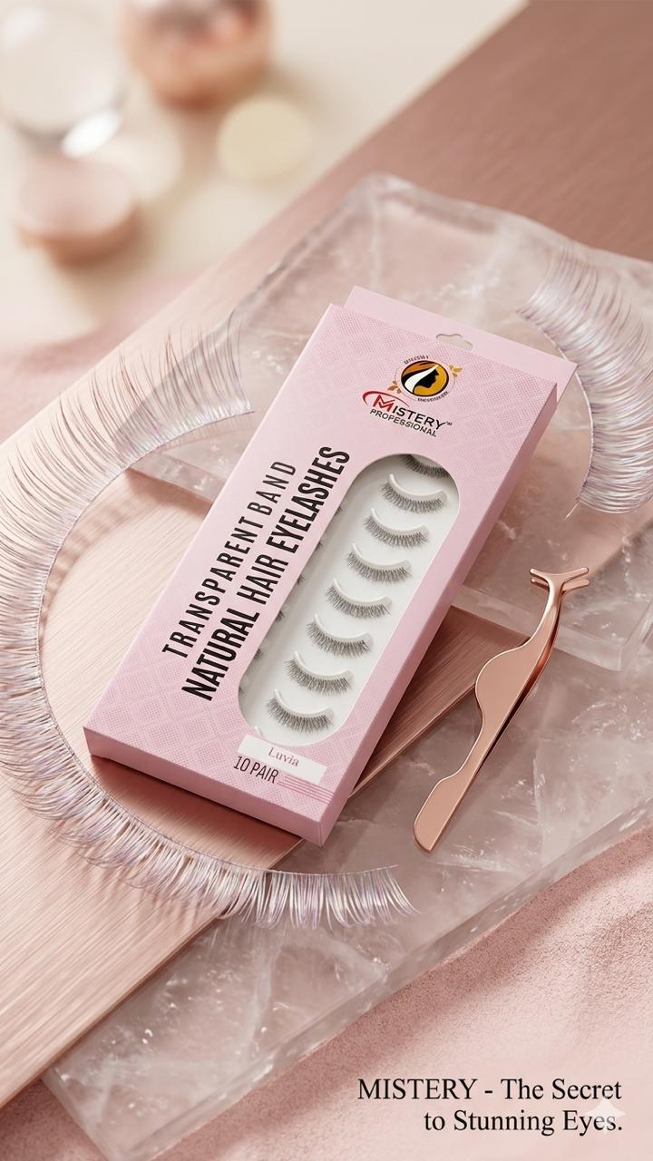 Mistery Professional Transparent band 10 Pair Natural hair Eyelashes (LUVIA)