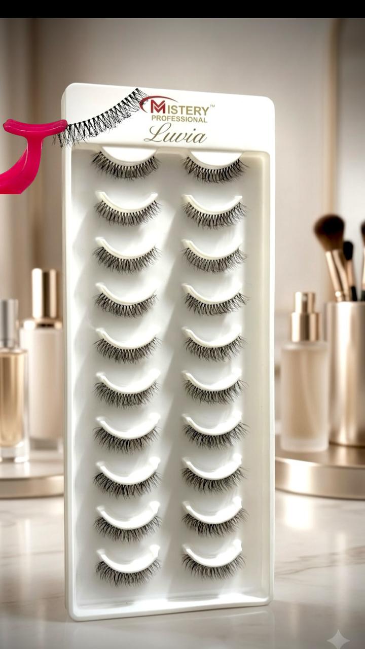 Mistery Professional Transparent band 10 Pair Natural hair Eyelashes (LUVIA)