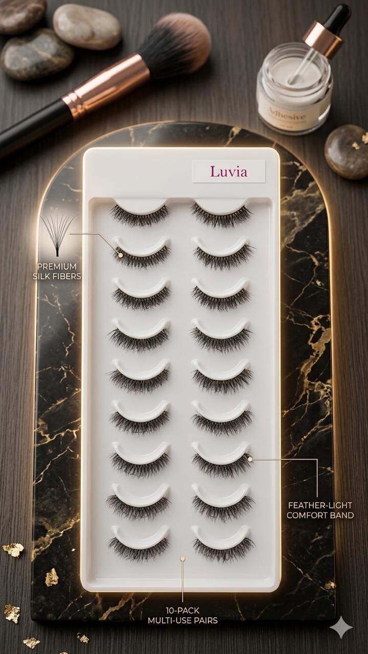 Mistery Professional Transparent band 10 Pair Natural hair Eyelashes (LUVIA)
