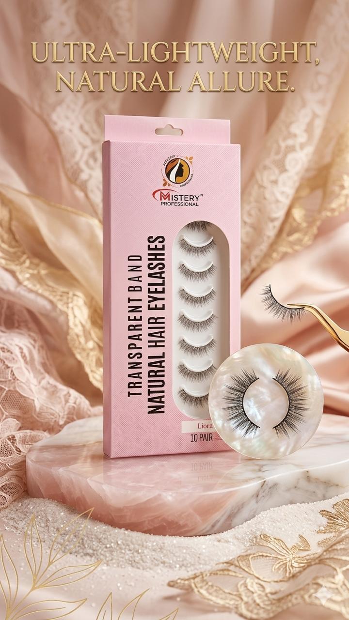 Mistery Professional Transparent band 10 Pair Natural hair Eyelashes