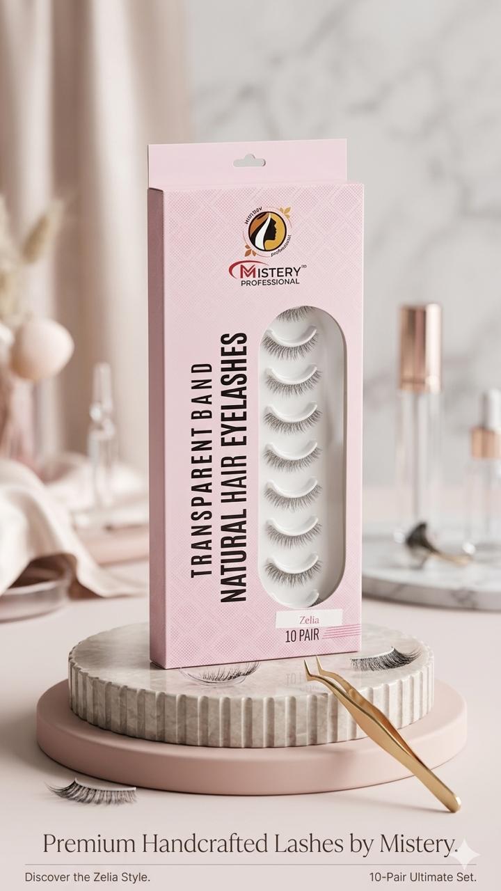 Mistery Professional Transparent band 10 Pair Natural hair Eyelashes